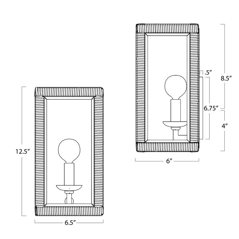 Natural Wicker and Glass Dimmable Sconce