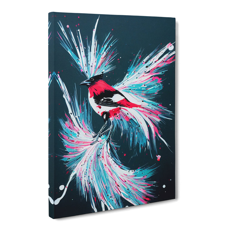 Magpie Bird Splash - Wrapped Canvas, 76cm H x 50cm W x 3cm D
