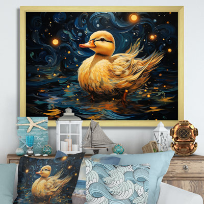 «Yellow Duck Starry Night Wonders», art mural animal canard