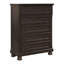 Commode traditionnelle à 5 tiroirs, 101,6 cm L x 45,7 cm P x 132,1 cm H, en bois, monobloc, couleur marron, avec pattes boule.