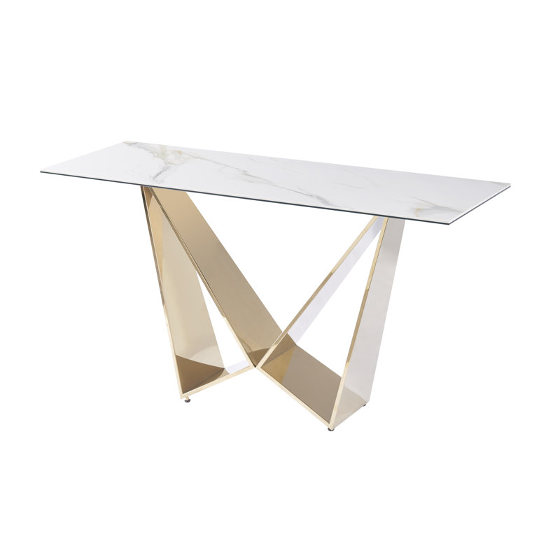Celton 59'' Console Table, White, Gold