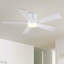 Ventilateur de plafond encastré blanc mat moderne 52 po avec DEL intégrées, télécommande et 5 pales deux tons-492049056-492049058