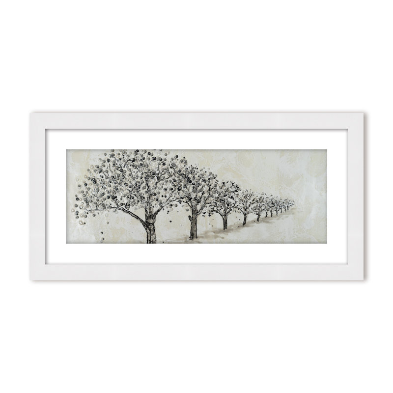 Nature Inspired "Echoes of the Forest" Canvas Wall Art By Karen Biery, 12" H x 24" W, Framed Matted Print, Beige