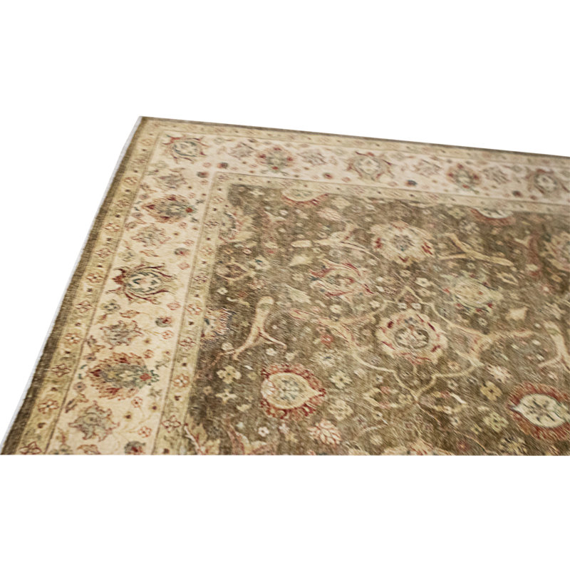 Tapis brun et ivoire de haute qualité noué à la main