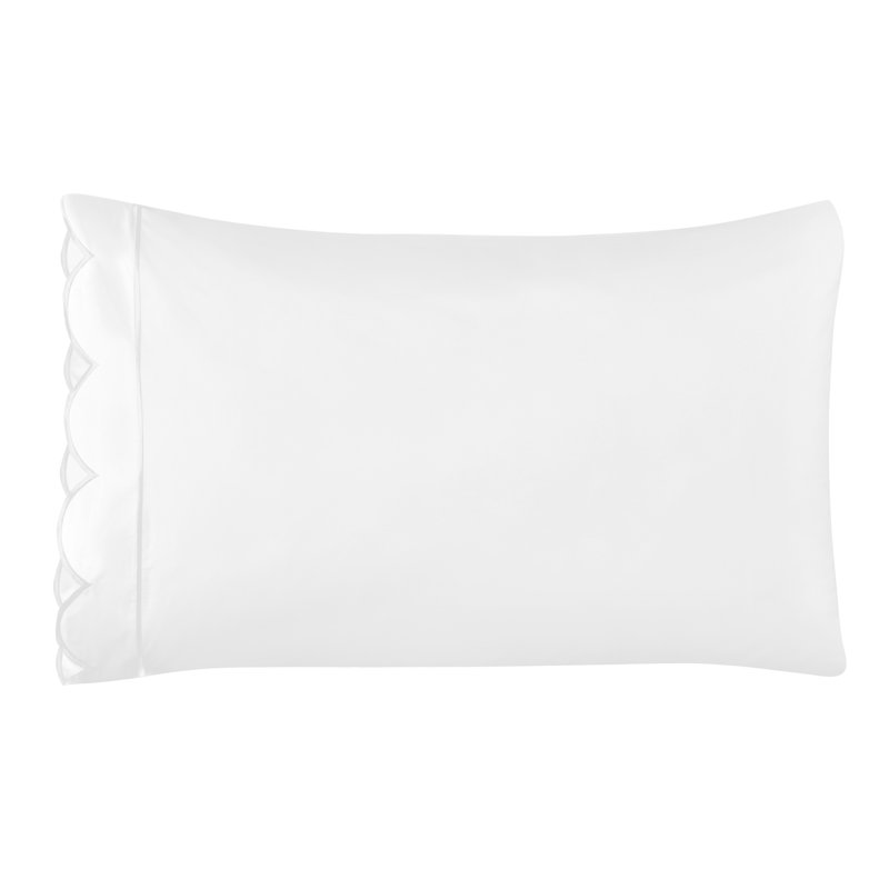 Michelet SCALLOP FRAME PERCALE PCASE, Queen Pillowcase, White