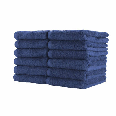 UltraSoft QuickDry Salon Towels - 100% Ring Spun Cotton, Super Absorbent, Bleach Safe, Navy, 16x27 in, Pack of 12