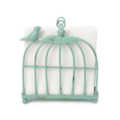 Blue Birdcage Design Freestanding Metal Napkin Holder