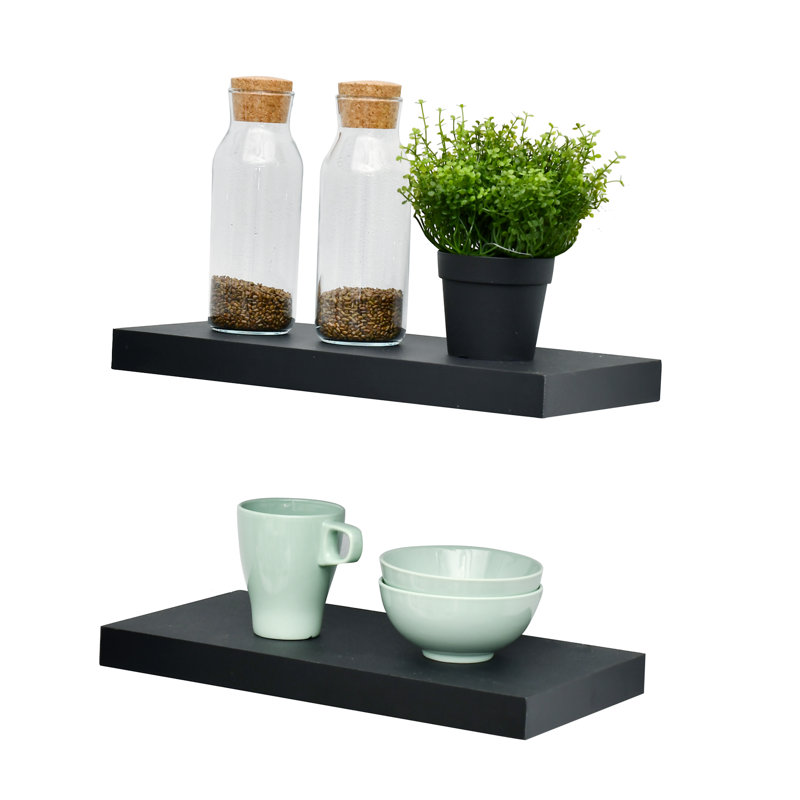 Abdas 2 Piece Floating Shelf, Black, 1.25" H x 15" W x 7.75" D