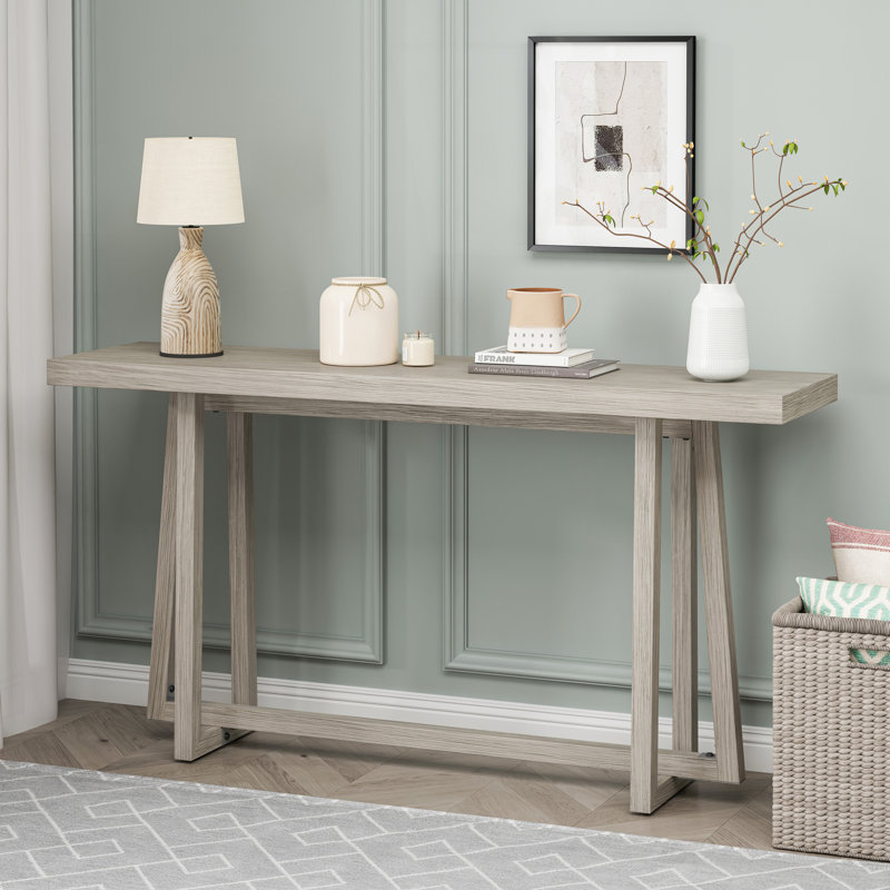 Console, élégante table d'entrée rectangulaire, table basse derrière le canapé, Gris