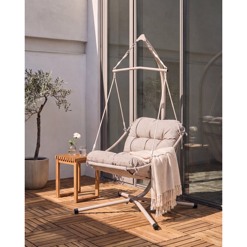 Hanging Chair with Stand ALGHERO Metal Beige, Beige