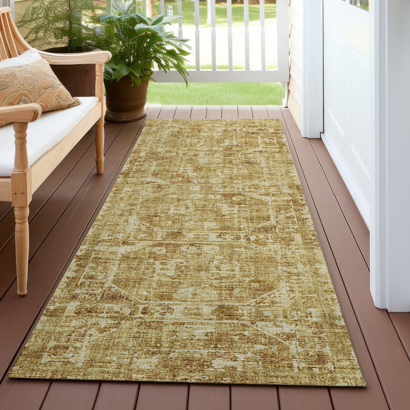 Fenwick Washable Oriental Indoor / Outdoor Area Rug, Rectangle 2'3" x 7'6"