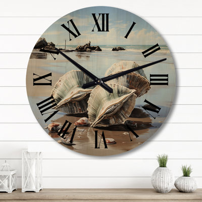 Horloge murale en bois beige surdimensionnée Sentinels - Animaux