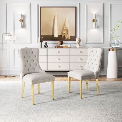Velvet Upholstered Wingback Dining Chair