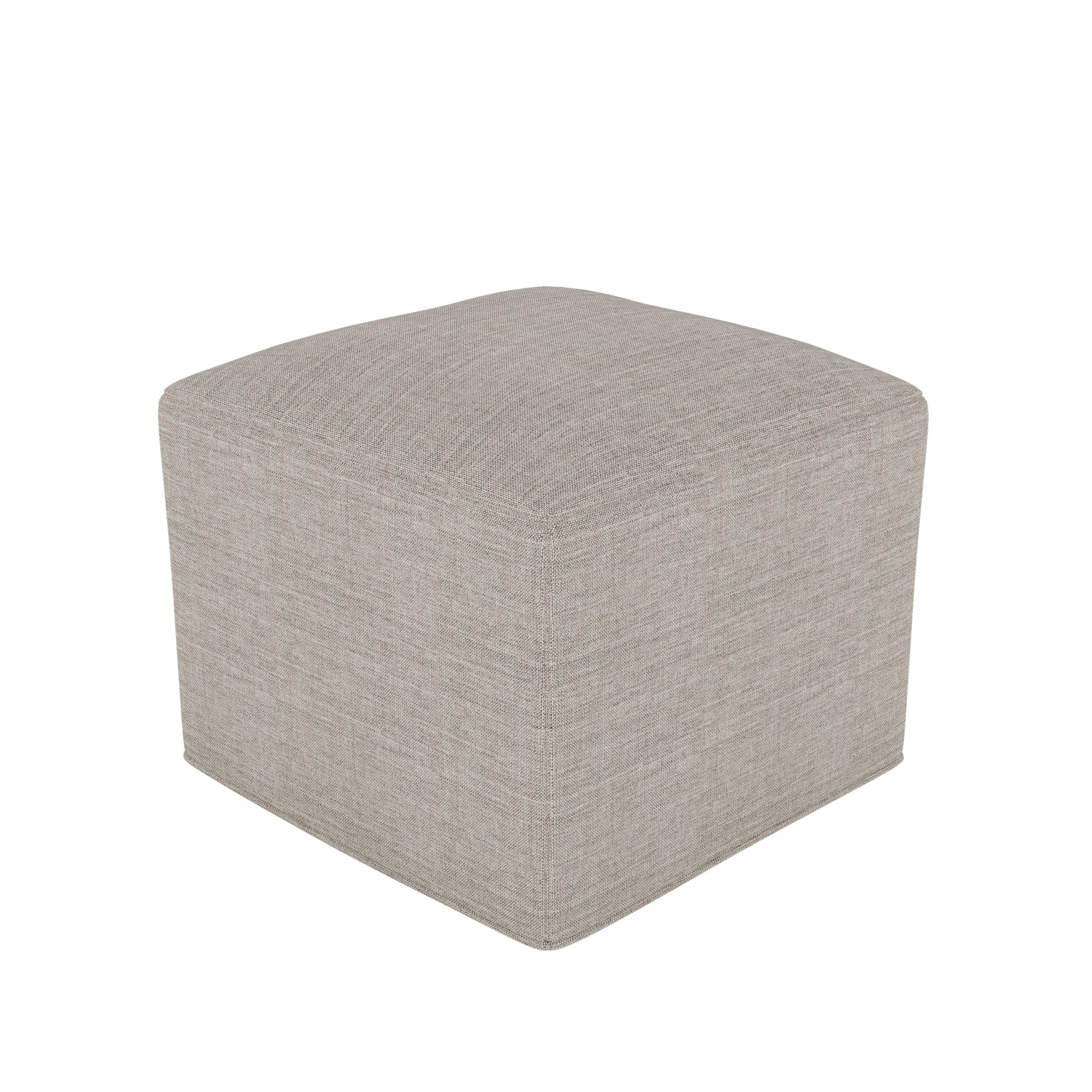Praia Sunbrella® Upholstered 22" Ottoman, Cast Silver Sunbrella®