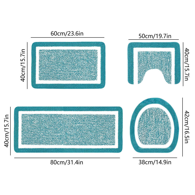 Ensemble de tapis de salle de bain 4 pièces, Vert