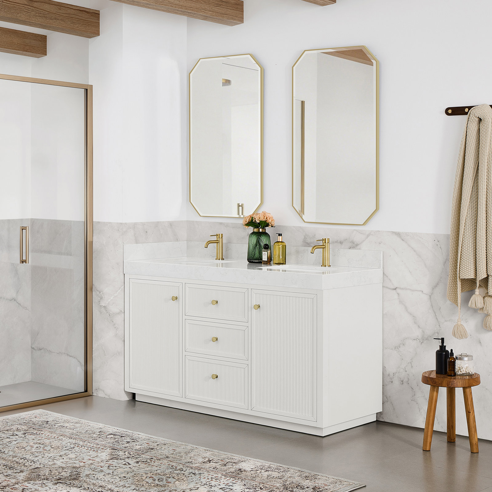 Thea 60" Double Bathroom Vanity, White