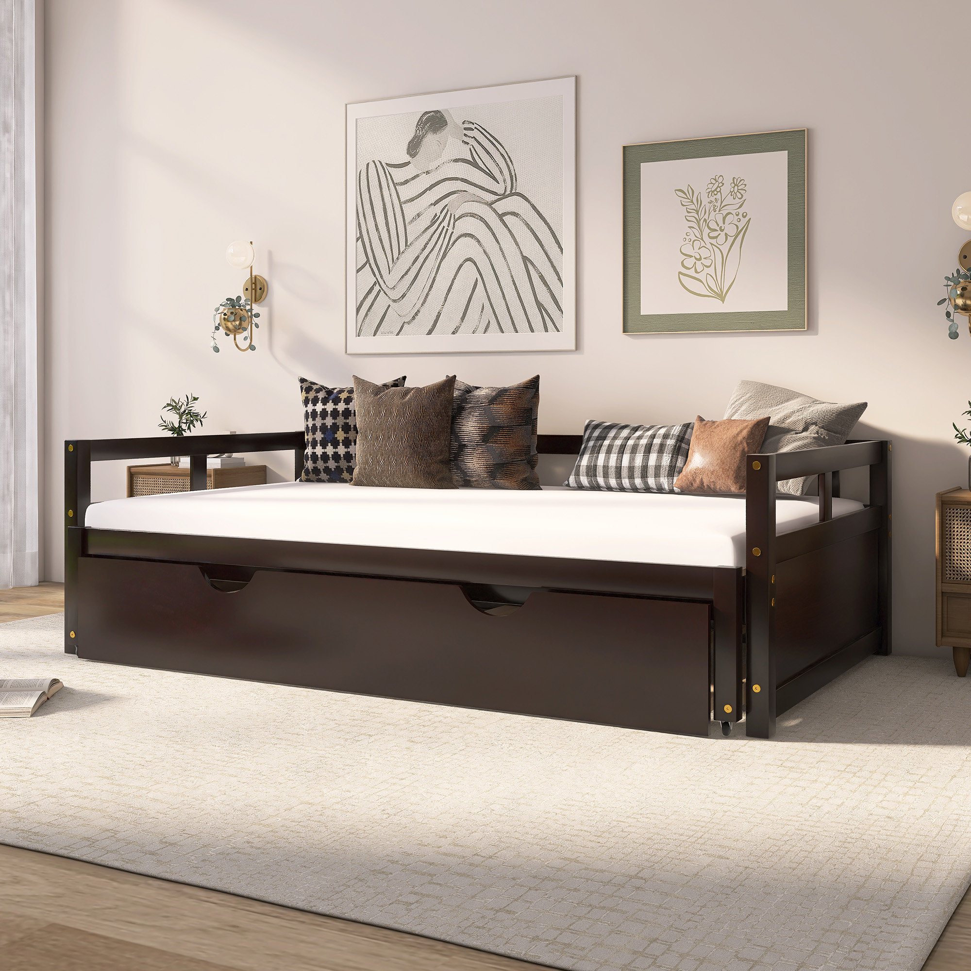 Daybed Boot Rack Magic Racks Wooden Extending Daybed With Trundle - Wayfair Canada