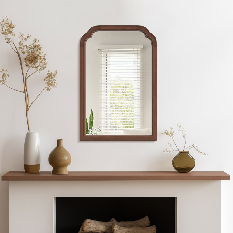 Miroir mural en bois massif pour salle de bain ou chambre à coucher, 30 po x 20 po, Noyer