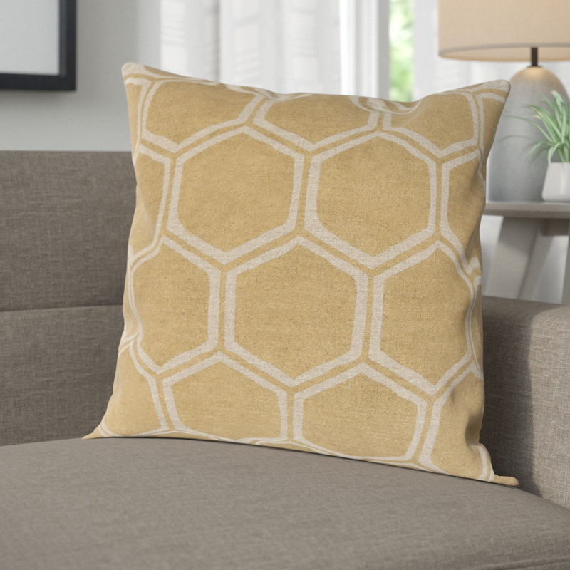 Housse de coussin en lin Stamped, H 20" x l 20" x P 1", Gris / Brun