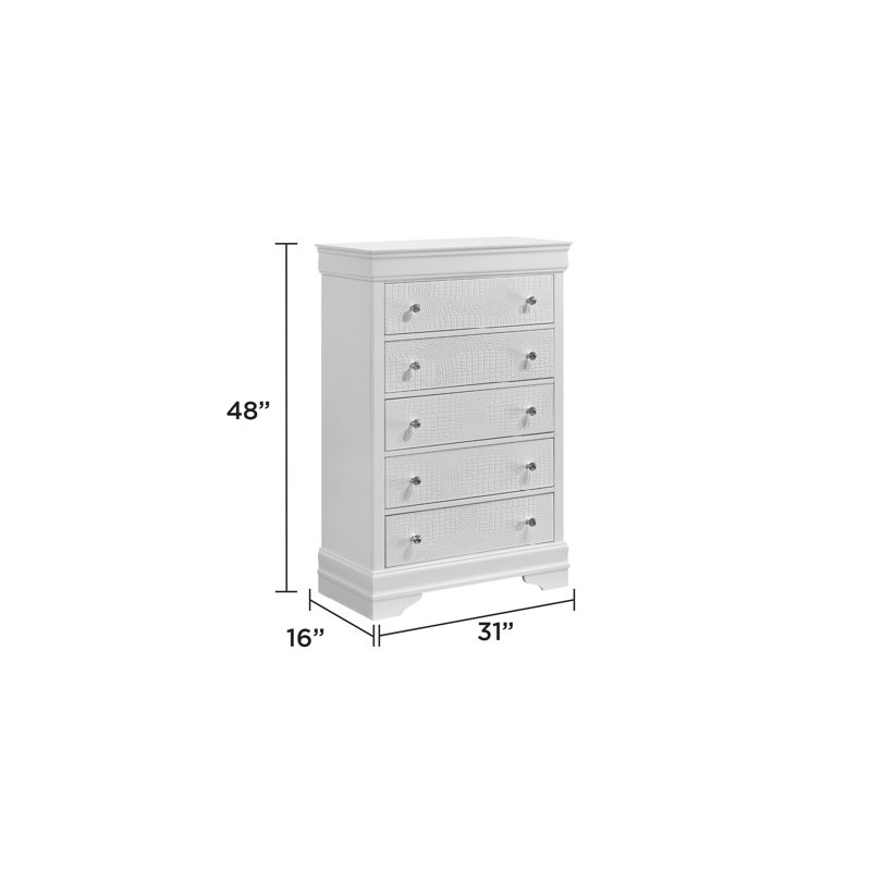 Ensemble de chambre rembourrée 5 pièces avec tête de lit DEL Blaze, Simple, Blanc
