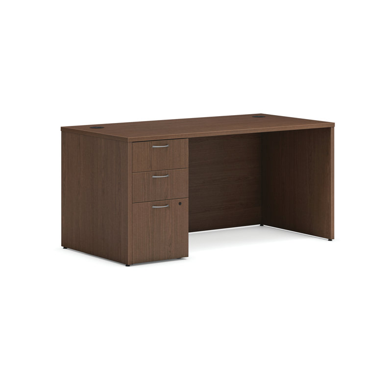 HON MOD Single Pedestal Desk, Sepia Walnut, 60" W x 30" D x 29" H