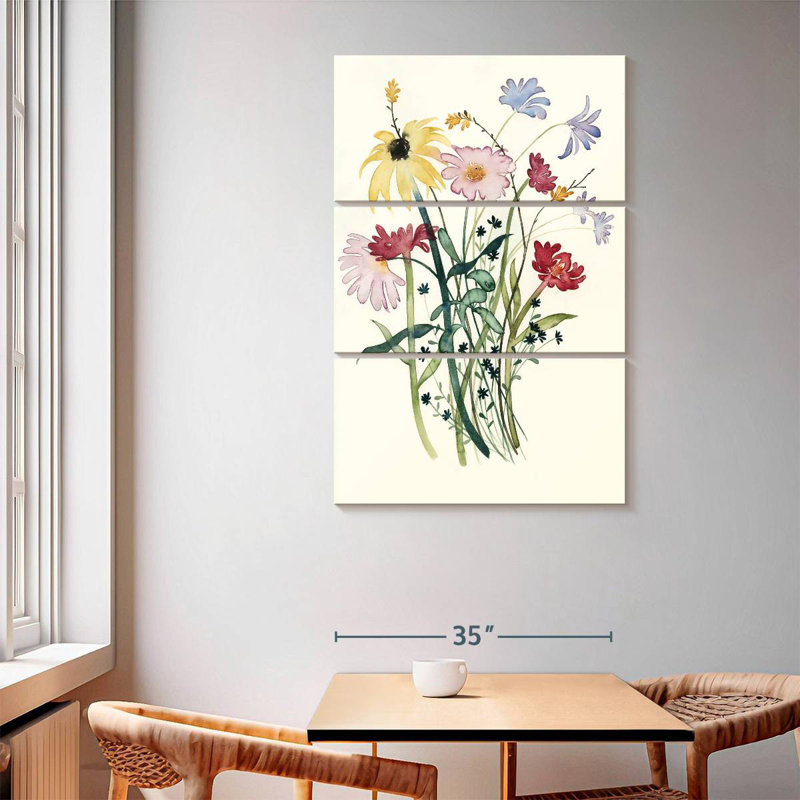 Harnek, aquarelle de fleurs sauvages I, H 65 po x l 42 po