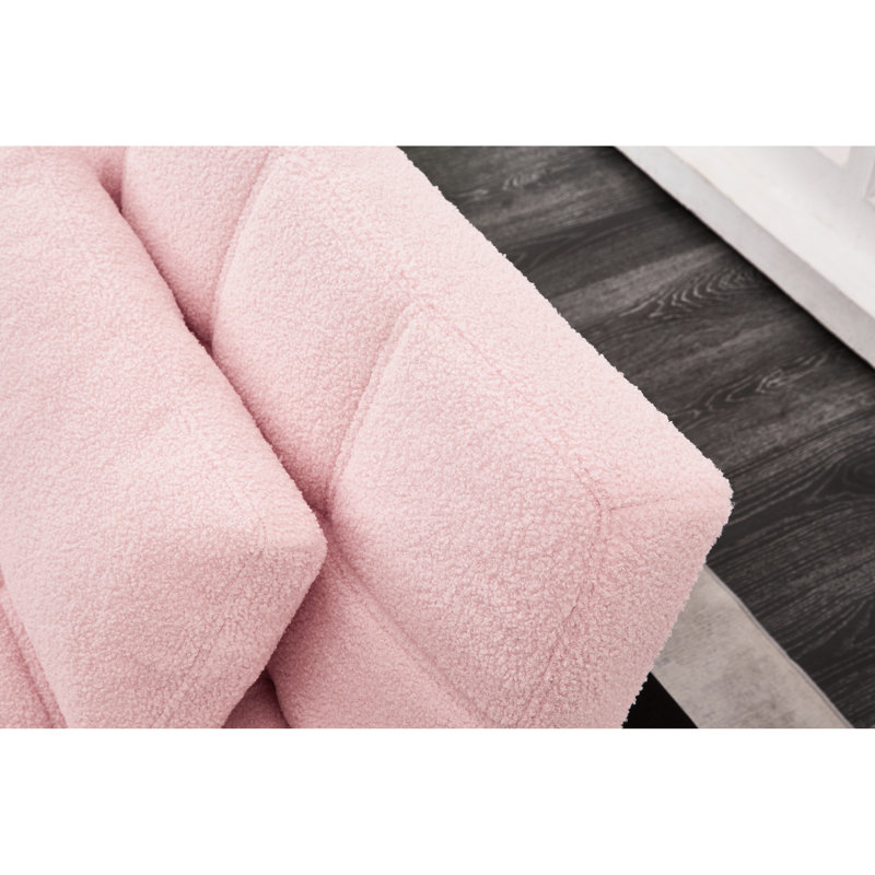 Fauteuil futon convertible rose avec pieds en tissu et en métal doré - confortable pour un usage quotidien, Ourson rose