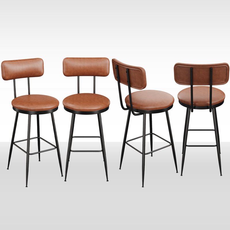 Counter Stool with Metal Frame, Brown, 4