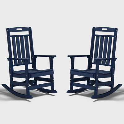 Set of 2 HDPE Rocking Chairs – All-Weather Heavy-Duty Patio Rockers with High Back for Porch, Lawn & Garden Comfort