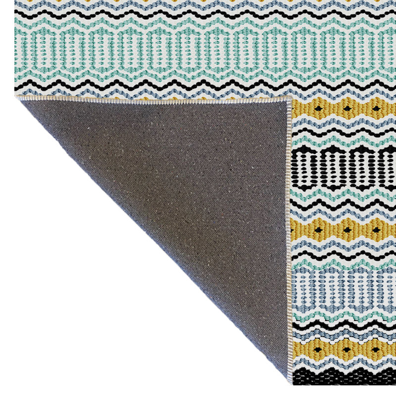 Multi-Colored Stripe Sectioned Geometric Patterned Modern Decorative Rug, Runner 3'9.81" x 9'10.11"