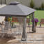 Moustiquaire en métal 10 x 11,5 pi pour jardin avec double toit et motifs d'arbres (gris)