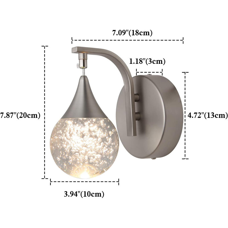 Applique murale à DEL à intensité variable, ampoule murale en cristal 5W moderne pour chambre à coucher, salle de bain, salon, blanc chaud 3300K