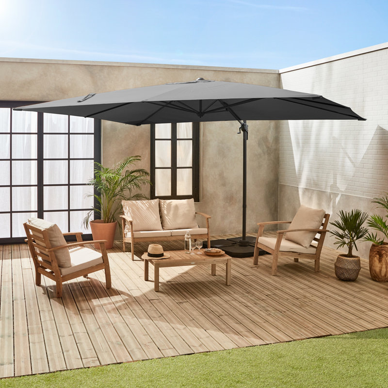 Brantson 380cm X 286cm Rectangular Cantilever Parasol, Black