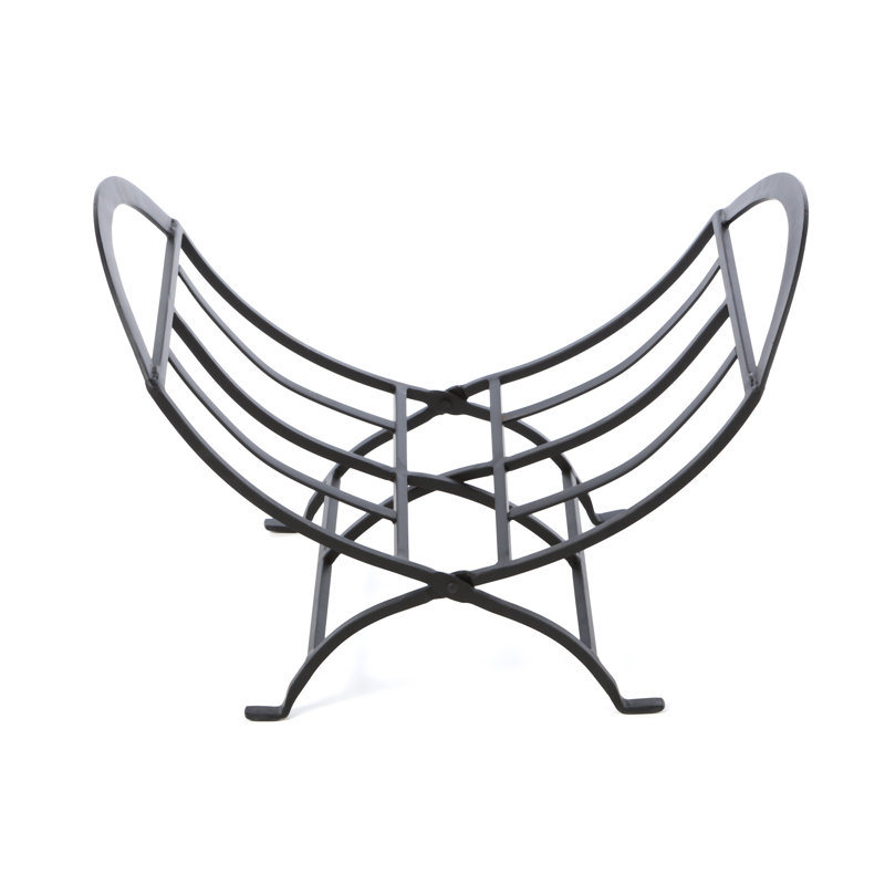 Black Wrought Iron 22'' Folding Firewood Log Rack
