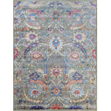 Hand Knotted Oriental Area Rug in Camel/Gray/Blue