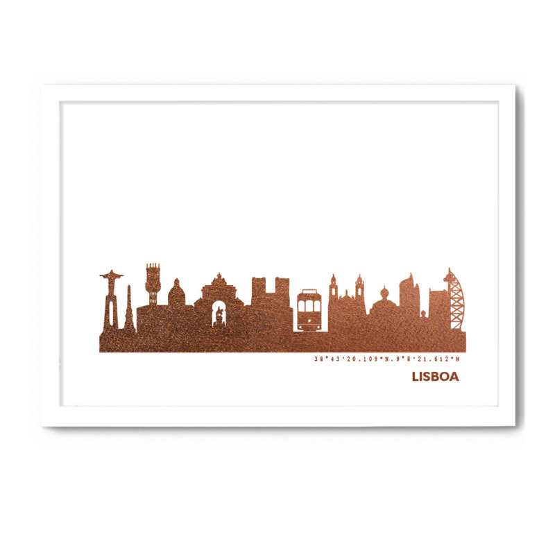 Lisbon Lisbon Skyline - Single Picture Frame Print, 33cm H x 43cm W x 4cm D
