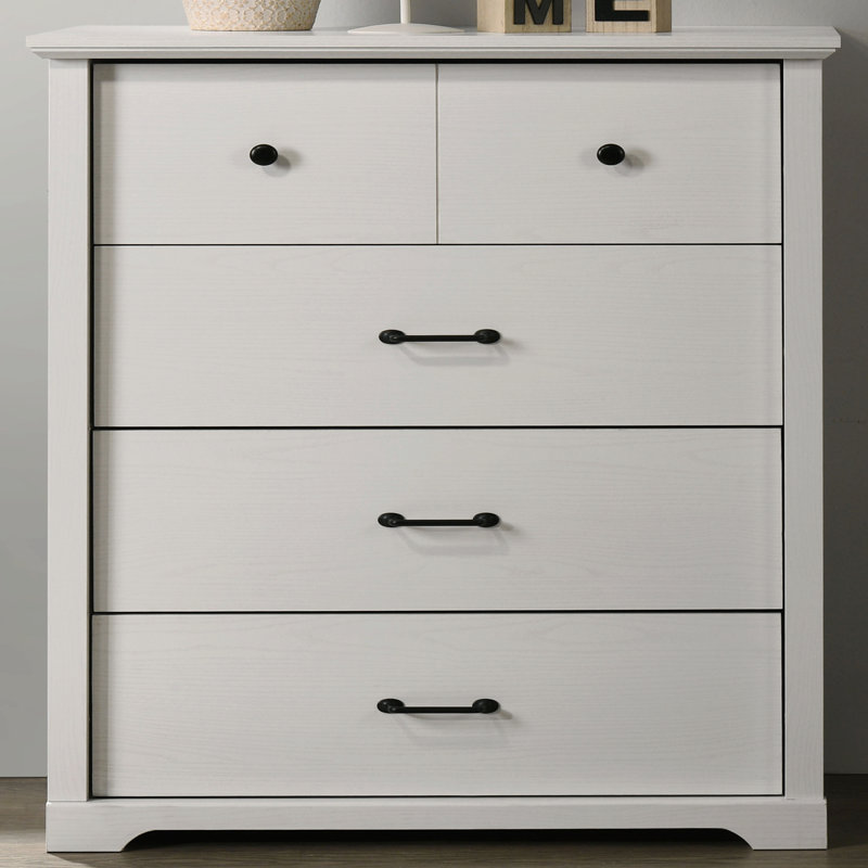 32"W 4-Drawer Chest With Black Handles, White