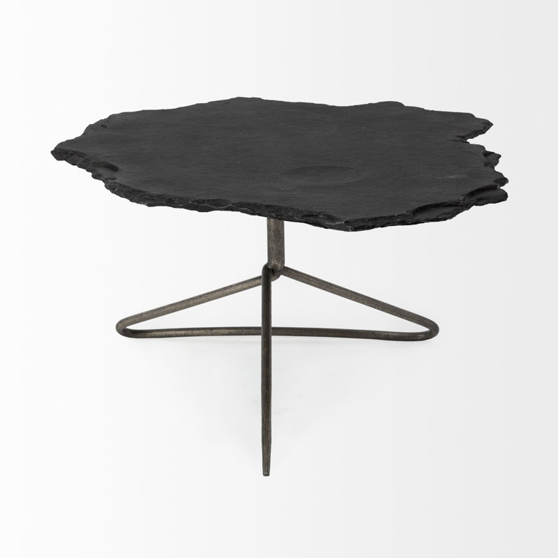 Table basse avec cadre en fer noir ardoise