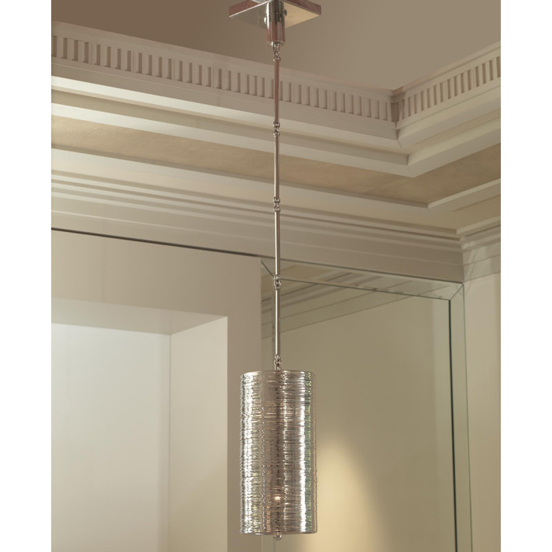 Luminaire suspendu cylindrique unique à 2 lumières Coil, Nickel poli