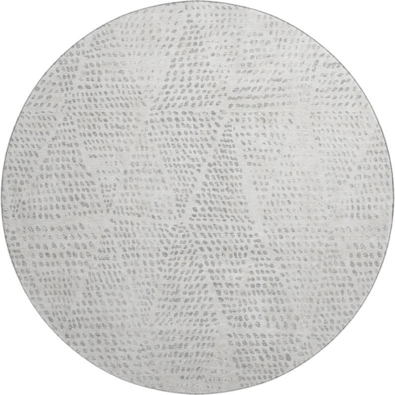Premium Machine Washable Cerrito AMF591 Silver Rug, Round 8'