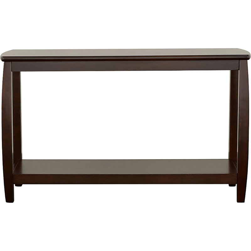 Elegant Rectangular Cappuccino Console Table With Functional Shelf Stylish Bowed Legs And Storage