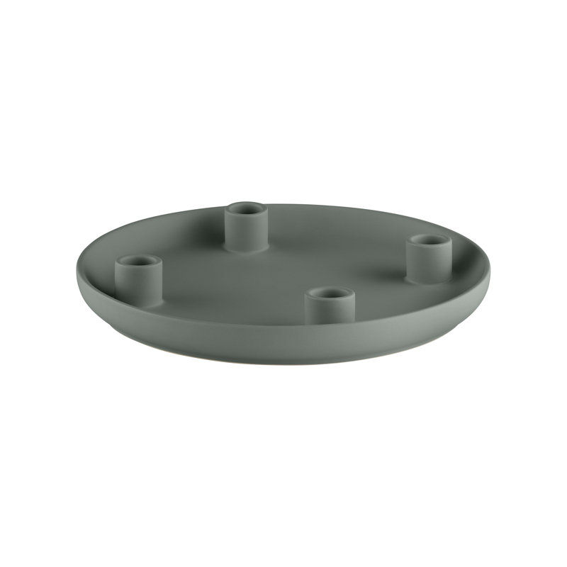 VELA 1.38" Stoneware Tabletop Candelabra, Duck Green