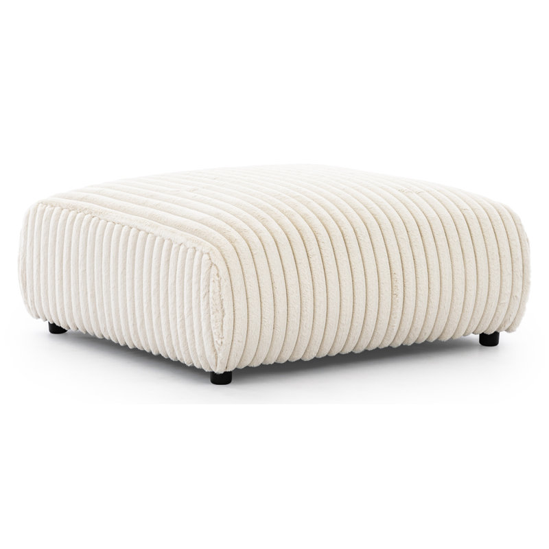 Mollis 88cm Wide Square No Pattern Pouf Ottoman, Light Beige