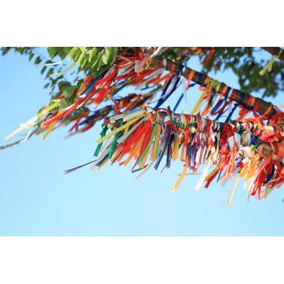 Tree Decorated Coloured Tape by Kornyeyeva - Wrapped Canvas Print