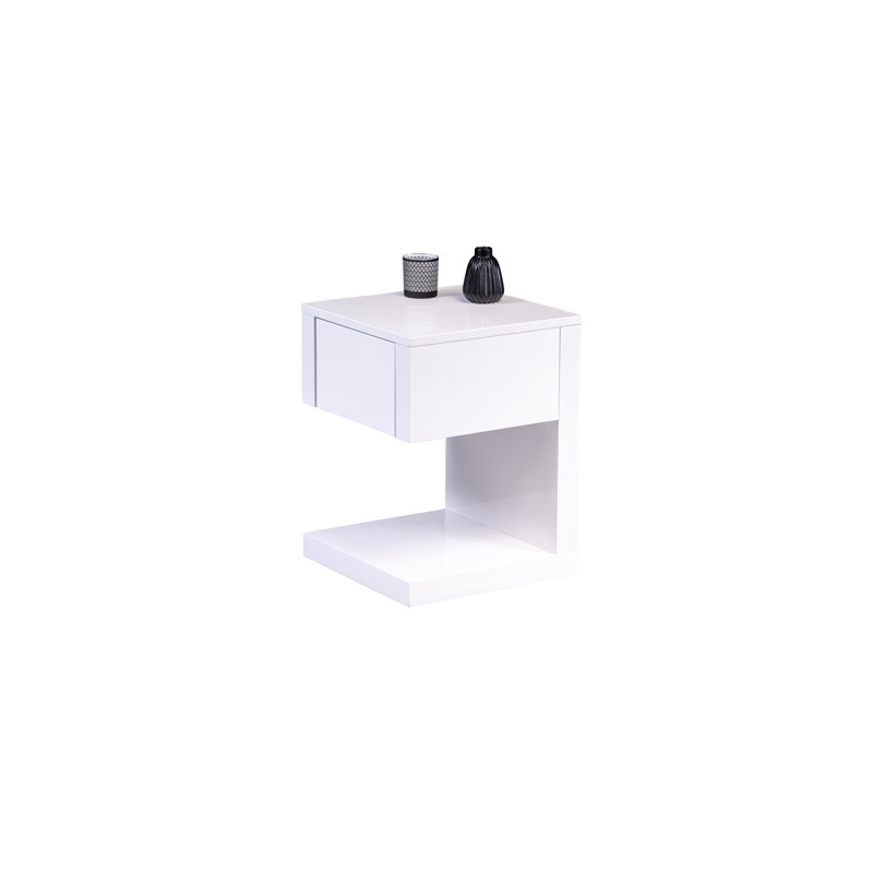 Montufar Side Table with Storage, White