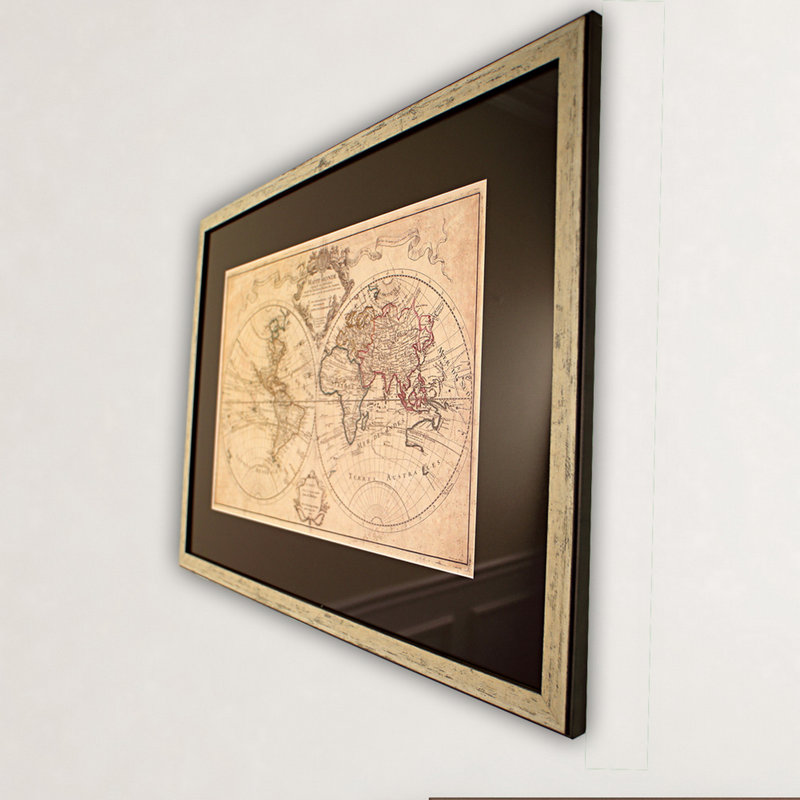 « rétro monde map », impression encadrée