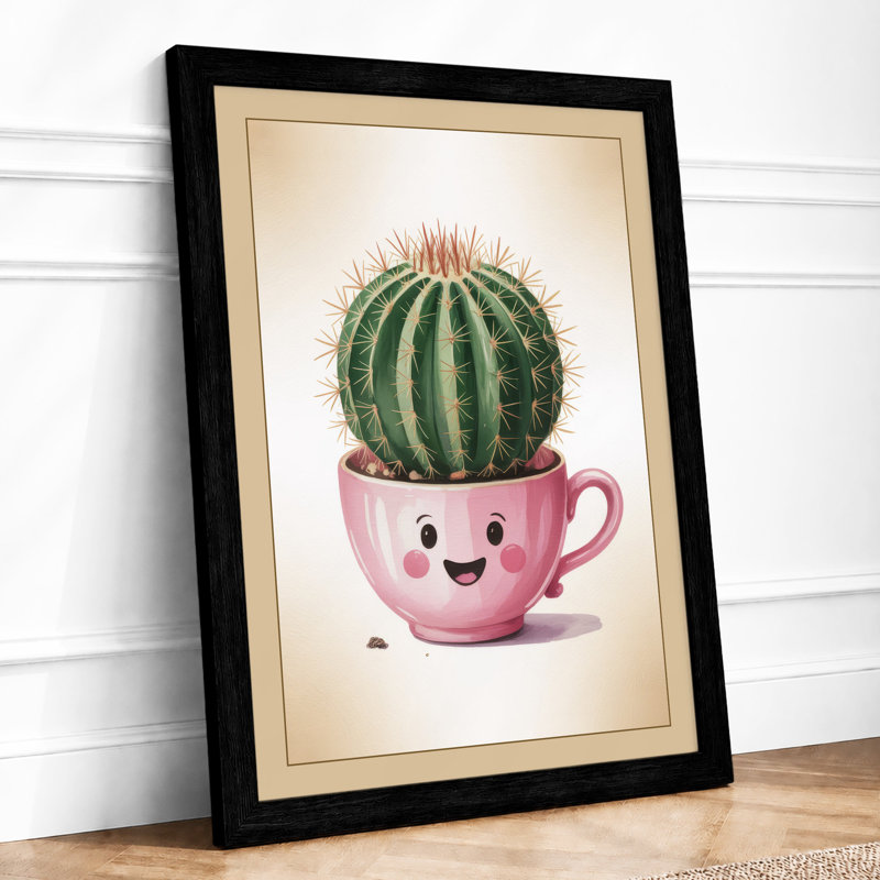 Smiling Cactus Companion Botanical - Print, Black, A4 - 29.7 x 21.0 cm