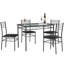 TC 5 Piece Dining Table and Chairs Set Glass Metal Home Kitchen Breakfast Furniture
