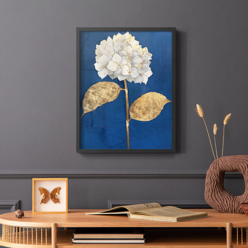 Série FLORAL Lxxxvii - reproduction encadrée de qualité supérieure - prête à être accrochée - aucun clou requis, Noir
