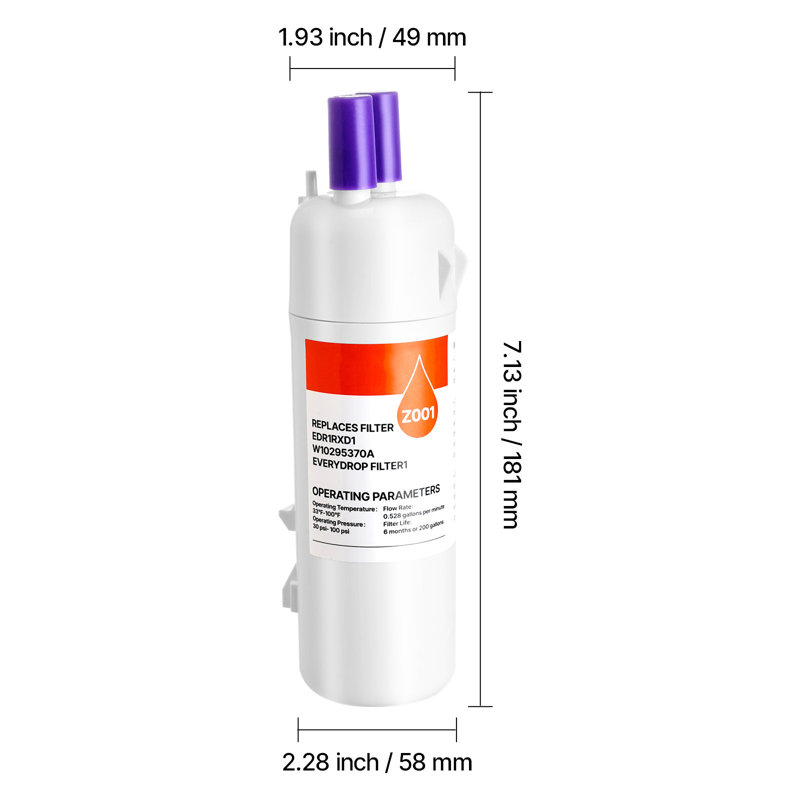 Refrigerator Water Filter Replacement EDR1RXD1 Remove 70+ Contaminants White